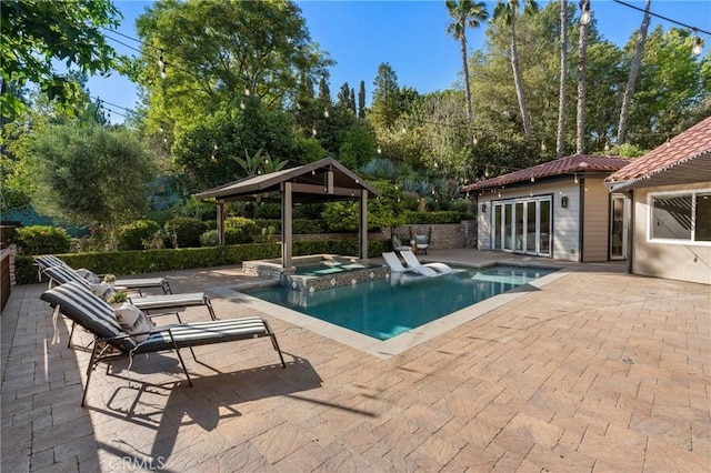 19022 Shamrock Ln, Yorba Linda, CA 92886 - view of swimming pool with a patio, a pool with connected hot tub, and a gazebo