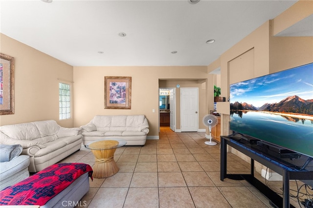 6791 Florence Pl, Rancho Cucamonga, CA 91701 - living area featuring light tile patterned floors and recessed lighting