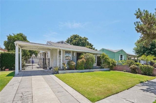 10018 San Vincente Ave, South Gate, CA 90280 - ranch-style home featuring a carport, concrete driveway, a gate, and stucco siding
