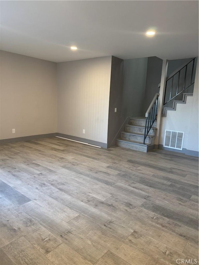 7445 Laurelgrove Ave Unit 2, North Hollywood, CA 91605 - below grade area with stairs, wood finished floors, and recessed lighting