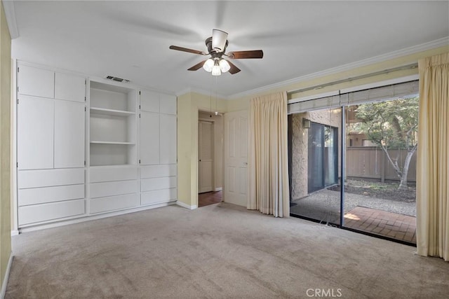 2665 Waverly Ct, Chico, CA 95973 - unfurnished bedroom with access to exterior, carpet, crown molding, and ceiling fan
