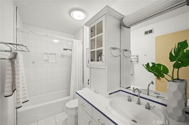 11551 Gladstone Cir, Fountain Valley, CA 92708 - bathroom featuring vanity, shower / tub combo, and tile patterned floors