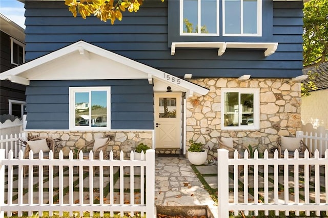 1585 Miramar Dr, Newport Beach, CA 92661 - view of exterior entry with stone siding