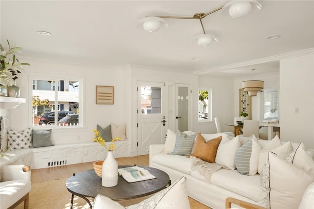 1585 Miramar Dr, Newport Beach, CA 92661 - living area featuring ornamental molding and wood finished floors