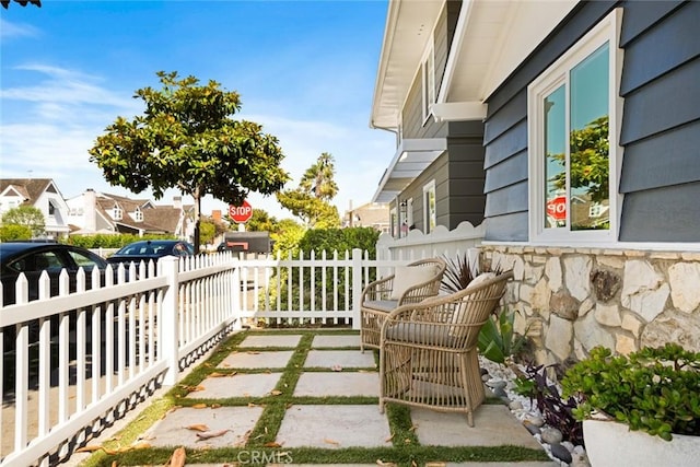 1585 Miramar Dr, Newport Beach, CA 92661 - view of patio featuring a residential view