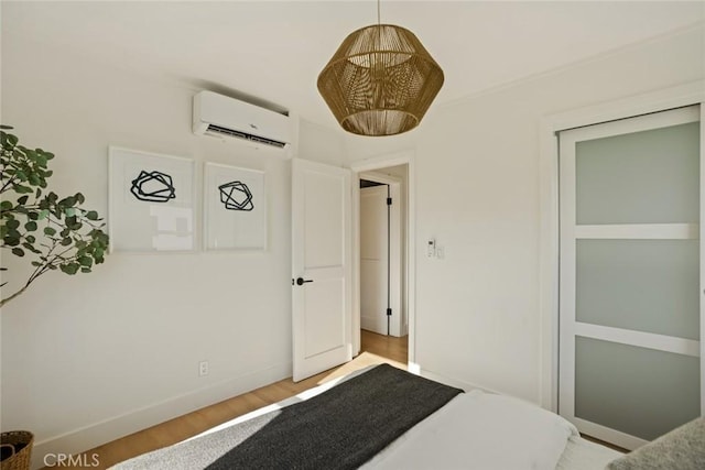 1585 Miramar Dr, Newport Beach, CA 92661 - bedroom with a wall unit AC and light wood-style flooring