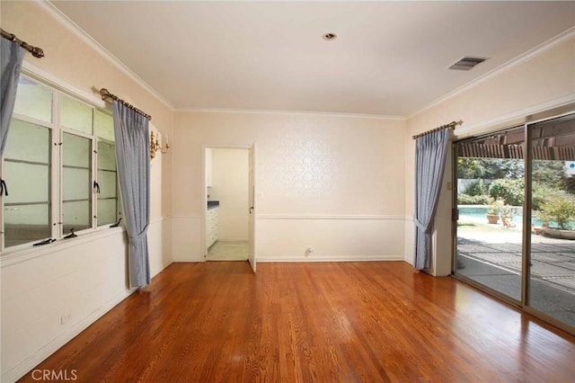 1075 Pine Oak Ln, Pasadena, CA 91105 - unfurnished room with ornamental molding and wood finished floors
