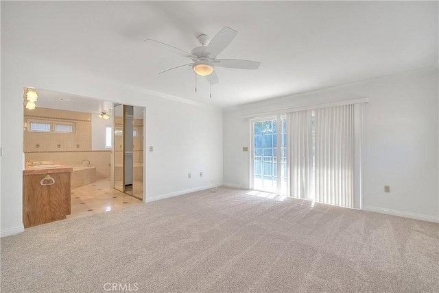 2290 Decade Ct, Riverside, CA 92506 - spare room with crown molding, light colored carpet, and ceiling fan
