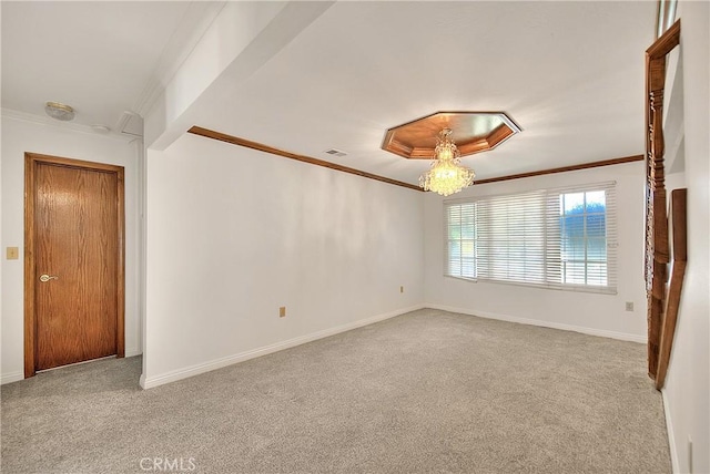 2290 Decade Ct, Riverside, CA 92506 - carpeted empty room with crown molding and a chandelier