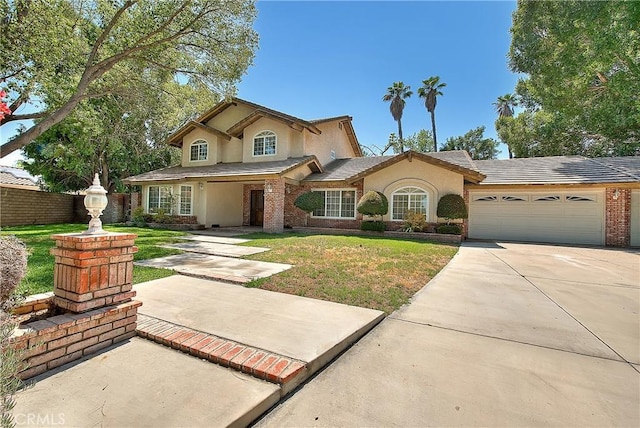2290 Decade Ct, Riverside, CA 92506 - traditional-style home featuring stucco siding, an attached garage, concrete driveway, and brick siding