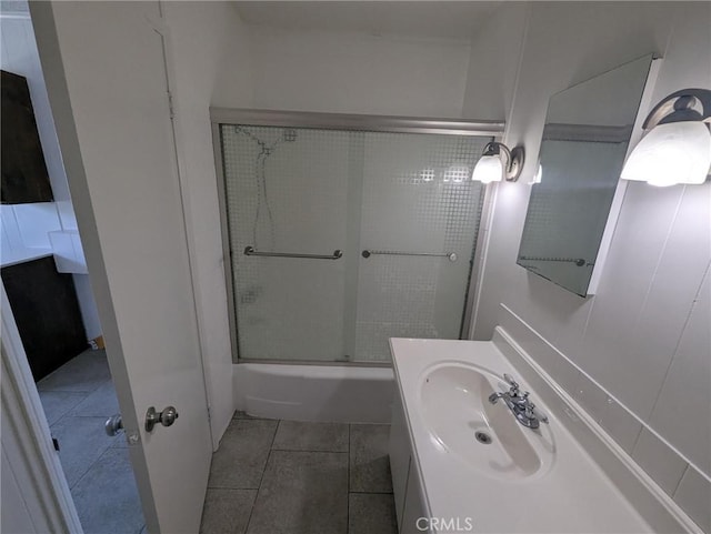 891 W Elberon Ave, San Pedro, CA 90731 - full bathroom with shower / bath combination with glass door, vanity, and tile patterned floors