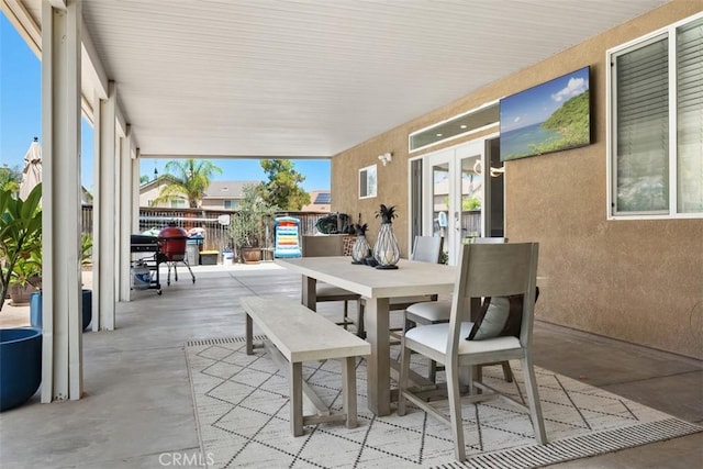 185 Alabaster Loop, Perris, CA 92570 - view of patio / terrace with outdoor dining area, french doors, and a grill