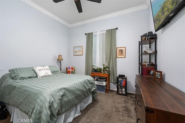 185 Alabaster Loop, Perris, CA 92570 - carpeted bedroom with ornamental molding and ceiling fan