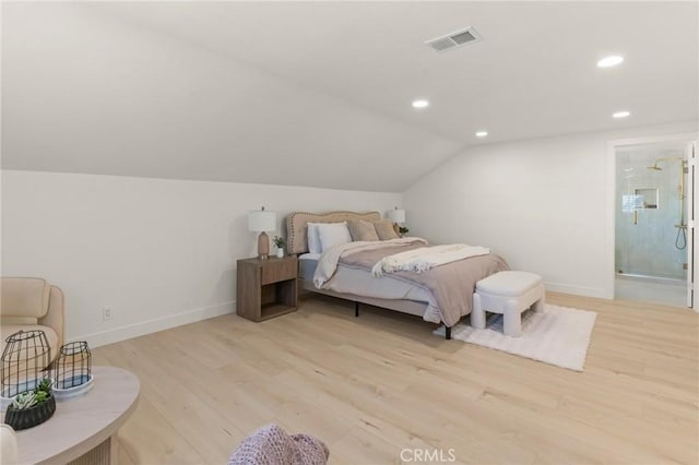 17698 Locust St, Fountain Valley, CA 92708 - bedroom with light wood finished floors, lofted ceiling, and recessed lighting