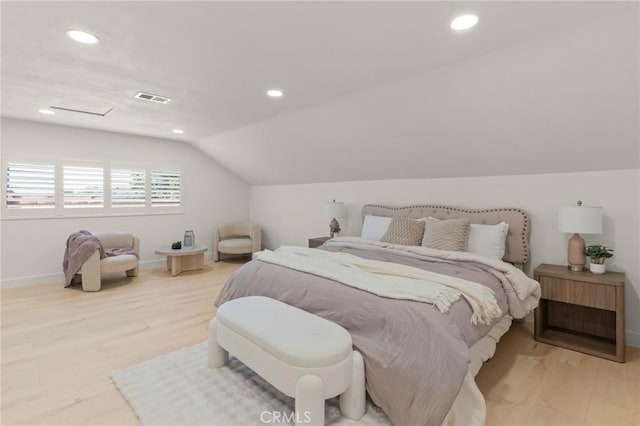 17698 Locust St, Fountain Valley, CA 92708 - bedroom featuring vaulted ceiling, recessed lighting, and light wood-style floors