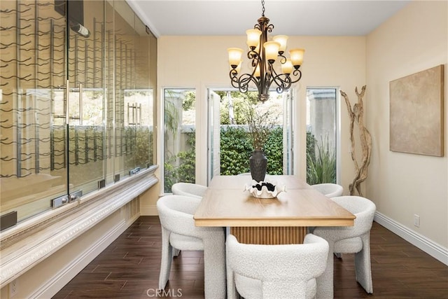 2 Via Barcaza, Coto De Caza, CA 92679 - dining room featuring a chandelier and dark wood-style floors