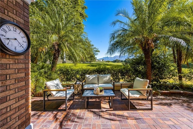 2 Via Barcaza, Coto De Caza, CA 92679 - view of patio with a mountain view and an outdoor living space