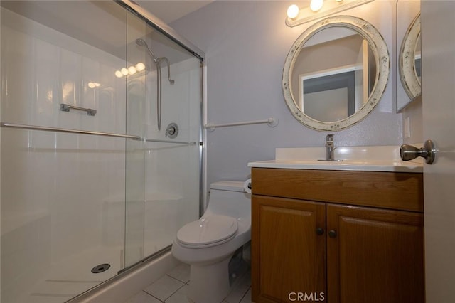 24691 Tarazona, Mission Viejo, CA 92692 - full bath with tile patterned floors, an enclosed shower, and vanity