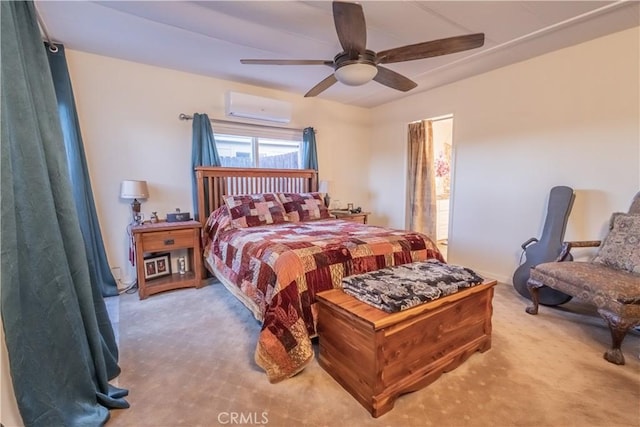 24000 Wheatfield Cir, Wildomar, CA 92595 - carpeted bedroom featuring a wall mounted air conditioner and a ceiling fan