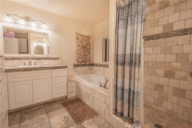 24000 Wheatfield Cir, Wildomar, CA 92595 - bathroom featuring a bath, vanity, and a tile shower
