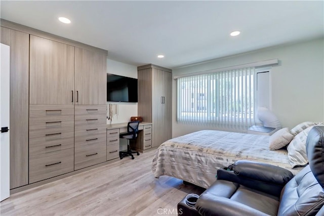 3365 Punta Alta Unit 2F, Laguna Woods, CA 92637 - bedroom featuring light wood finished floors, an office area, and recessed lighting