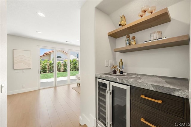 24876 Avenida Avalon, Laguna Hills, CA 92653 - indoor dry bar with wine cooler, light wood-type flooring, and recessed lighting