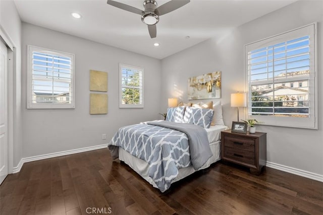 2886 Muir Trail Dr, Fullerton, CA 92833 - bedroom with hardwood / wood-style floors, recessed lighting, and ceiling fan