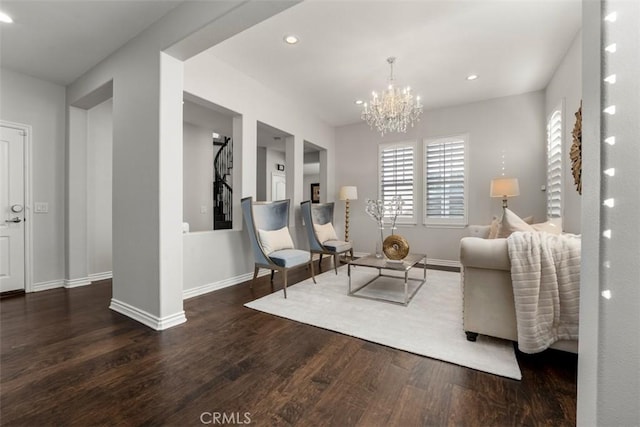 2886 Muir Trail Dr, Fullerton, CA 92833 - living area featuring wood finished floors, a chandelier, and recessed lighting