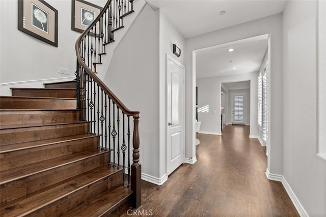 2886 Muir Trail Dr, Fullerton, CA 92833 - staircase featuring wood finished floors and recessed lighting