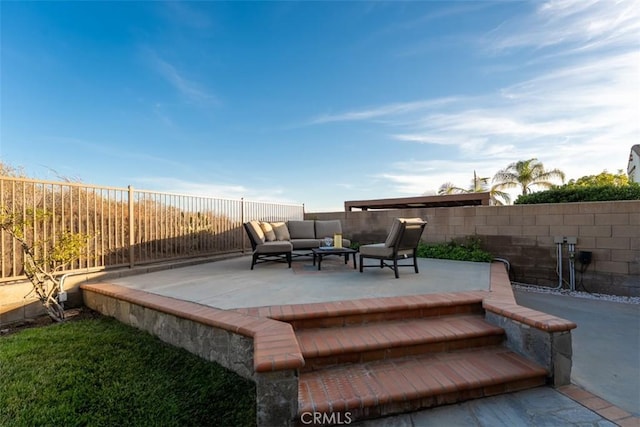 2886 Muir Trail Dr, Fullerton, CA 92833 - fenced backyard featuring outdoor lounge area and a patio