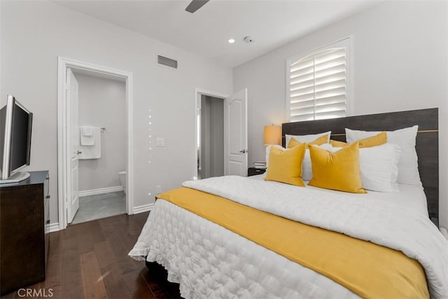 2886 Muir Trail Dr, Fullerton, CA 92833 - bedroom with dark wood-style flooring, ensuite bathroom, and recessed lighting