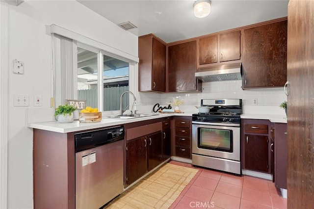 8515 Edgebrook Dr, Garden Grove, CA 92844 - kitchen featuring appliances with stainless steel finishes, under cabinet range hood, backsplash, and light countertops