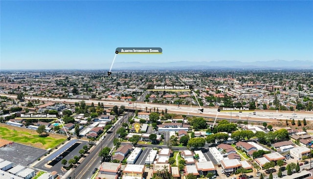 8515 Edgebrook Dr, Garden Grove, CA 92844 - aerial overview of property's location with a mountainous background