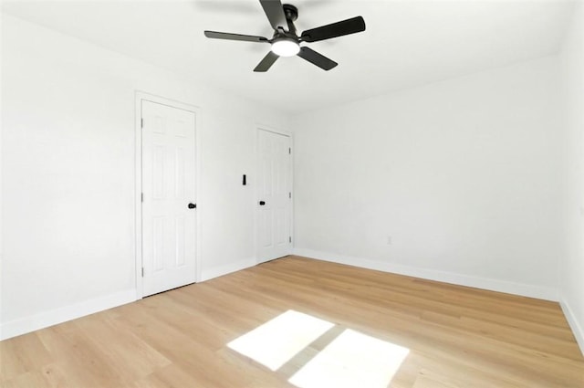 3839 Riverside Dr, Chino, CA 91710 - unfurnished bedroom featuring light wood-type flooring and a ceiling fan