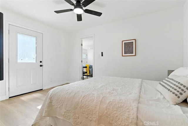 3839 Riverside Dr, Chino, CA 91710 - bedroom with light wood-type flooring and a ceiling fan