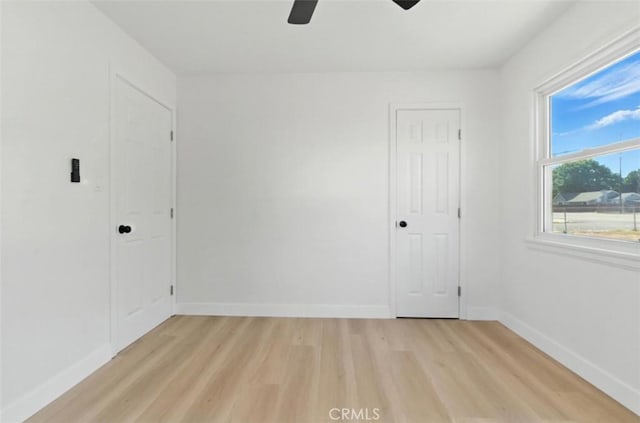 3839 Riverside Dr, Chino, CA 91710 - unfurnished bedroom with light wood finished floors and a ceiling fan