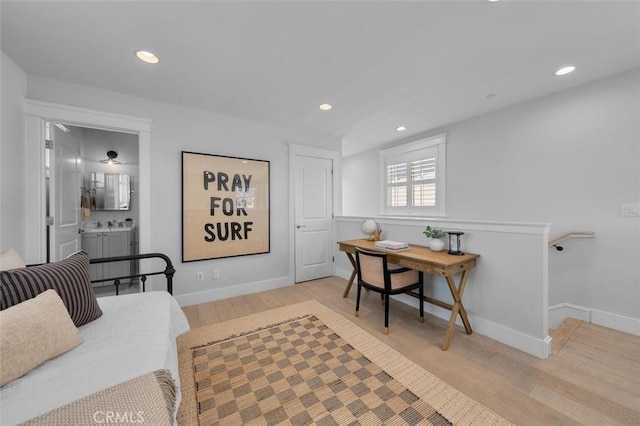 1605 Steinhart Ave, Redondo Beach, CA 90278 - office area featuring light wood finished floors and recessed lighting