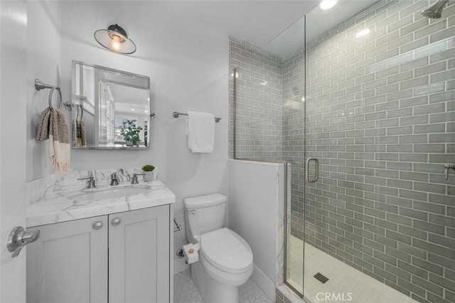 1605 Steinhart Ave, Redondo Beach, CA 90278 - bathroom with vanity, a shower stall, and tile patterned flooring