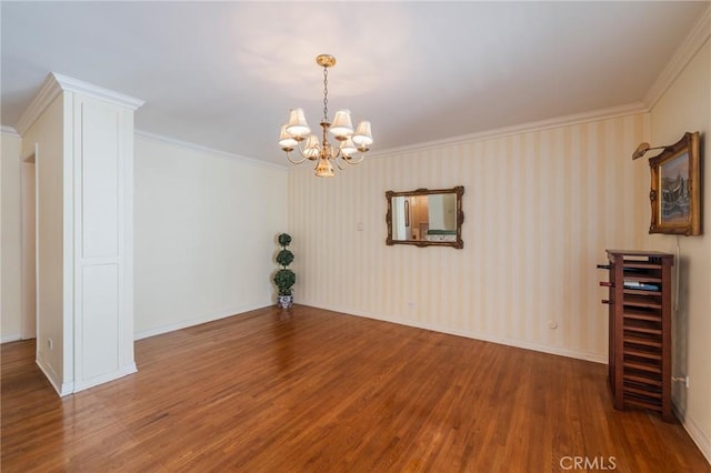 3115 Merrill Dr Unit 59, Torrance, CA 90503 - spare room with wood finished floors, ornamental molding, and a chandelier