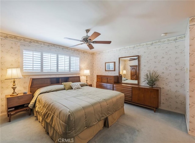 3115 Merrill Dr Unit 59, Torrance, CA 90503 - bedroom with light carpet, wallpapered walls, and a ceiling fan