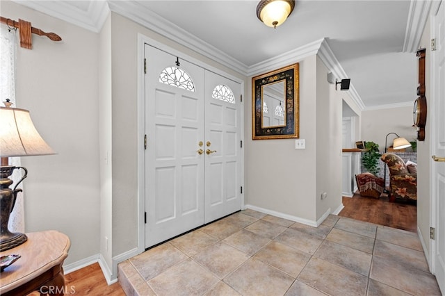 18911 Crimson Cir, Huntington Beach, CA 92646 - entryway featuring ornamental molding and light tile patterned floors