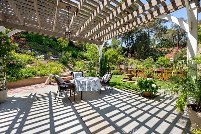 18911 Crimson Cir, Huntington Beach, CA 92646 - view of patio / terrace with outdoor dining area and a pergola