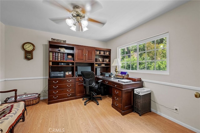 18911 Crimson Cir, Huntington Beach, CA 92646 - office space with a ceiling fan and light wood-type flooring