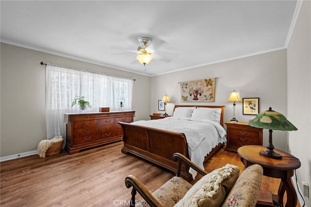 18911 Crimson Cir, Huntington Beach, CA 92646 - bedroom with crown molding, wood finished floors, and a ceiling fan