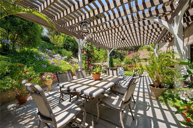 18911 Crimson Cir, Huntington Beach, CA 92646 - view of patio featuring outdoor dining area and a pergola