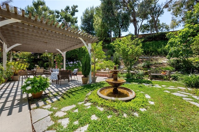 18911 Crimson Cir, Huntington Beach, CA 92646 - view of grassy yard with a patio area and a pergola