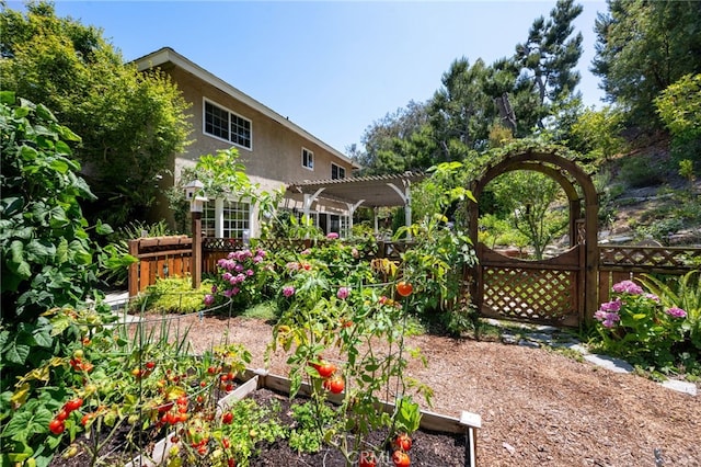 18911 Crimson Cir, Huntington Beach, CA 92646 - view of yard with a pergola and a vegetable garden