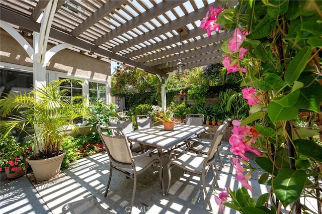 18911 Crimson Cir, Huntington Beach, CA 92646 - view of patio / terrace with outdoor dining space and a pergola