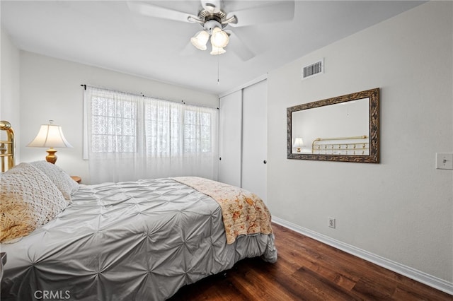 18911 Crimson Cir, Huntington Beach, CA 92646 - bedroom featuring wood finished floors, a closet, and ceiling fan