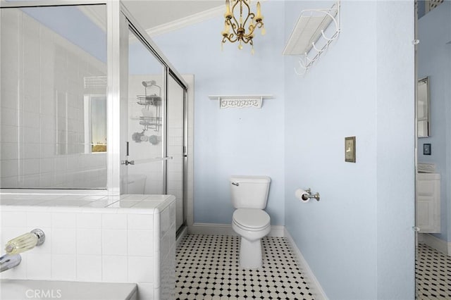 3143 Tourmaline Ln, Palmdale, CA 93550 - bathroom featuring a shower stall and ornamental molding